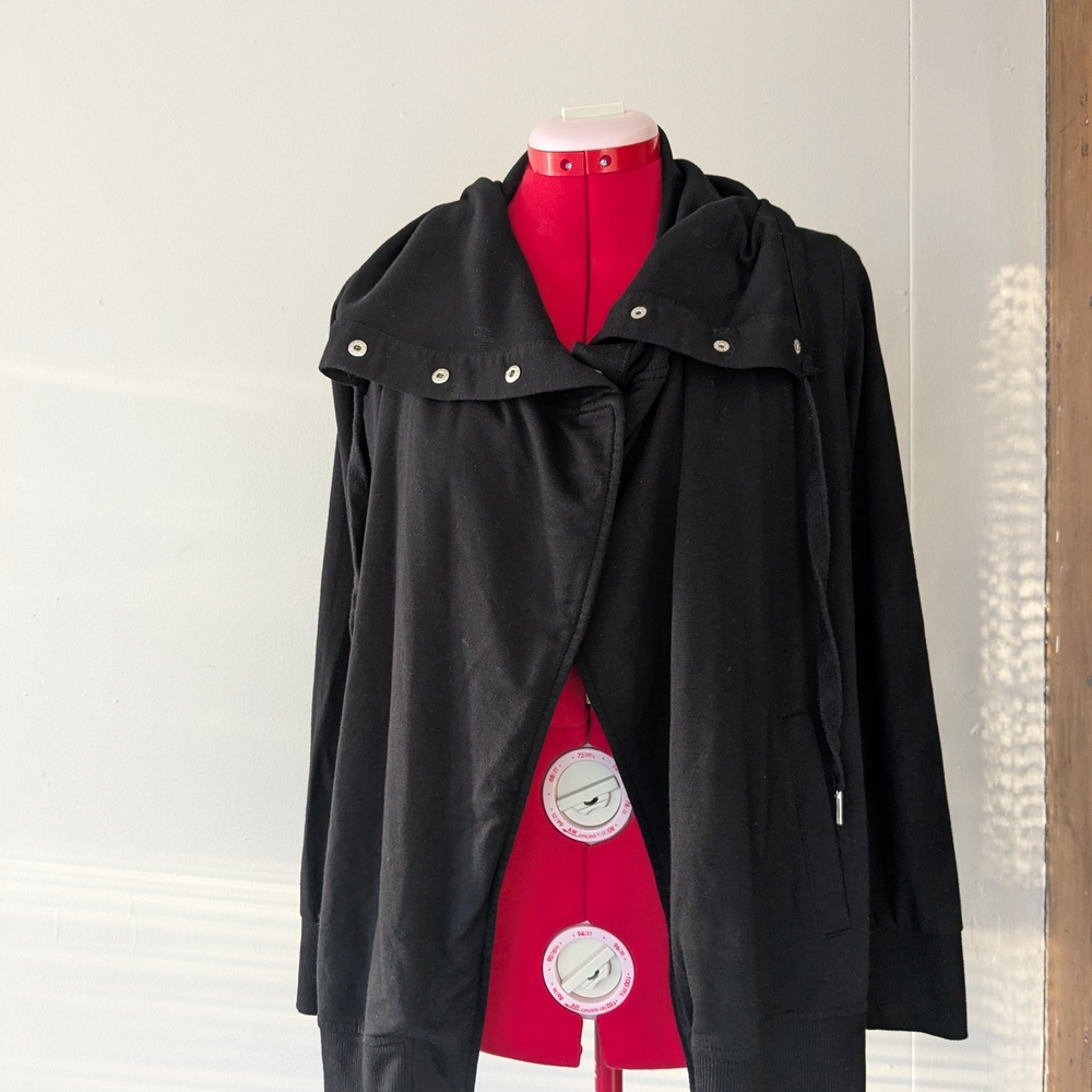 Women's Black Jersey Sweatshirt Jacket